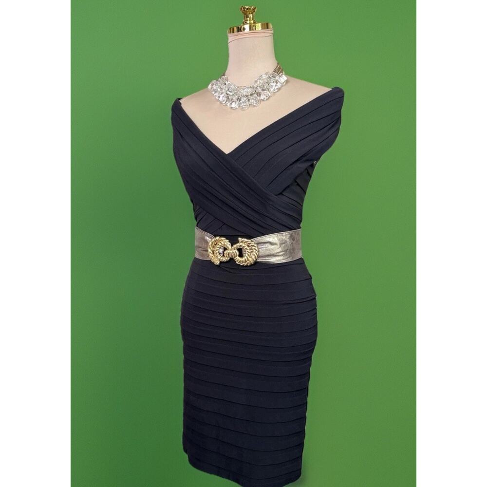 Tadashi Collection Black Wiggles Dress | Old Hollywood Glam | Wedding Guest Luxe